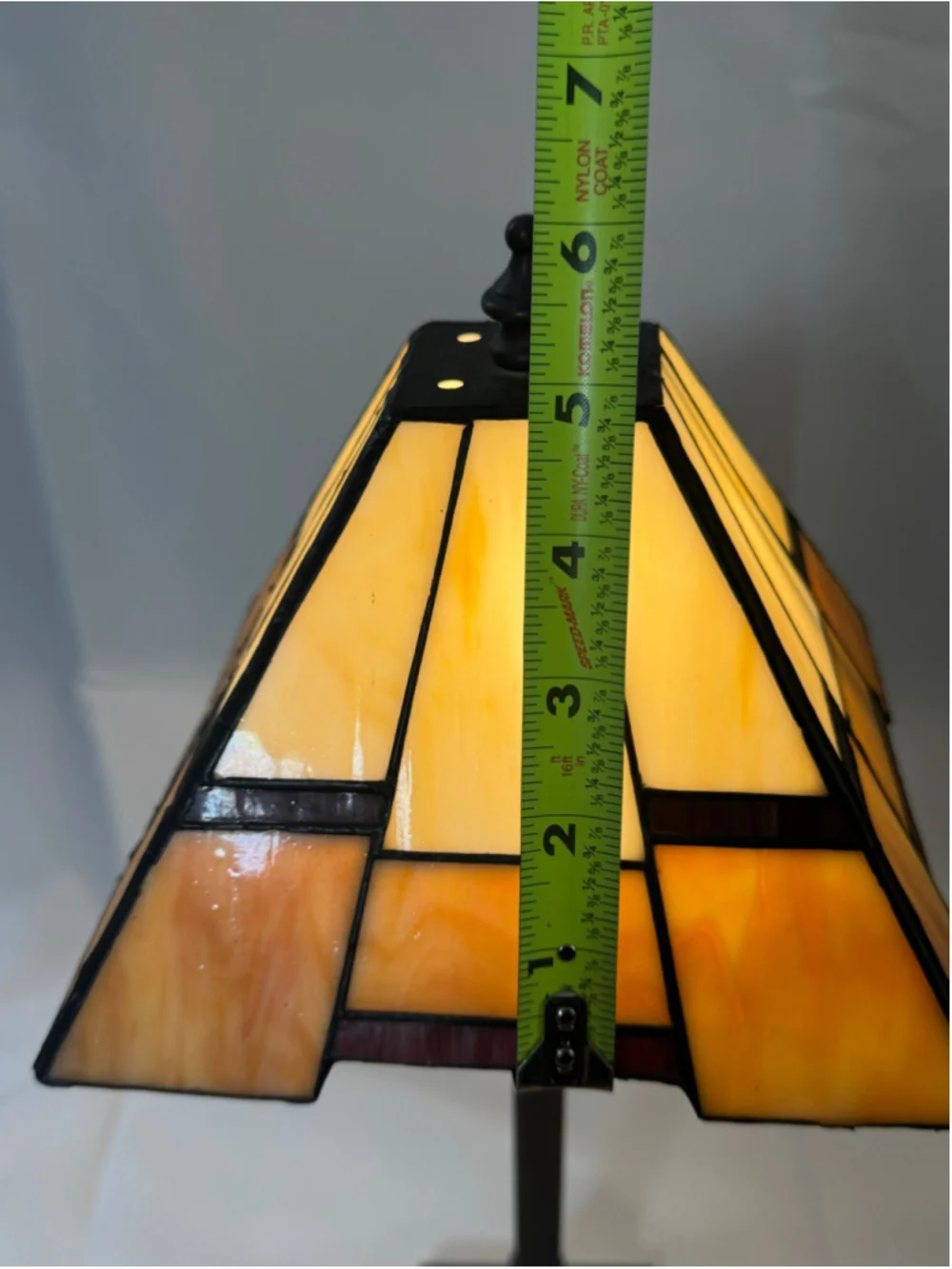 Vintage Tiffany Style Stained Glass Table Lamp Mission Prairie Art Glass 19”